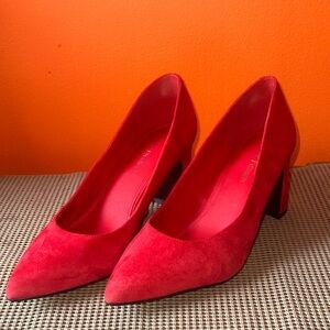 Marc Fisher Red Suede Leather Block Heels